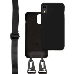 Coverzs Silicone case met dik koord iPhone Xr (zwart)