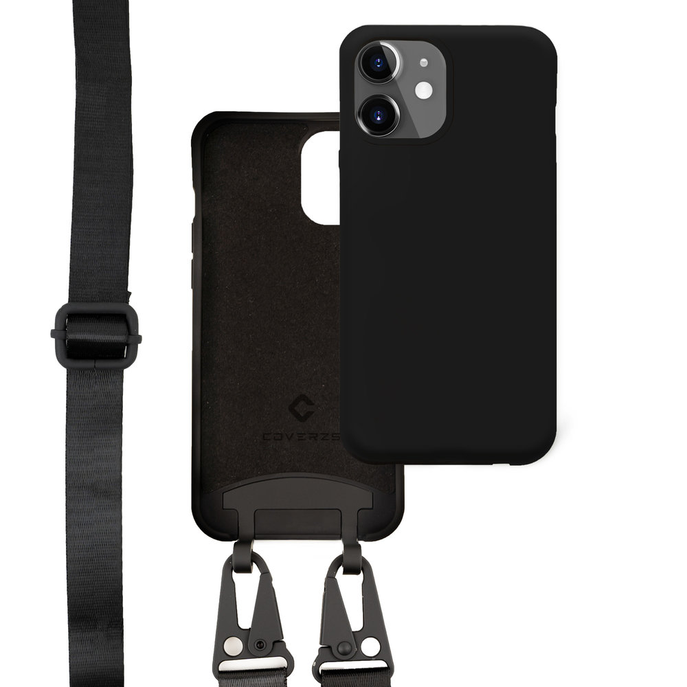 Coverzs Coverzs Silicone case met dik koord iPhone 11 (zwart)