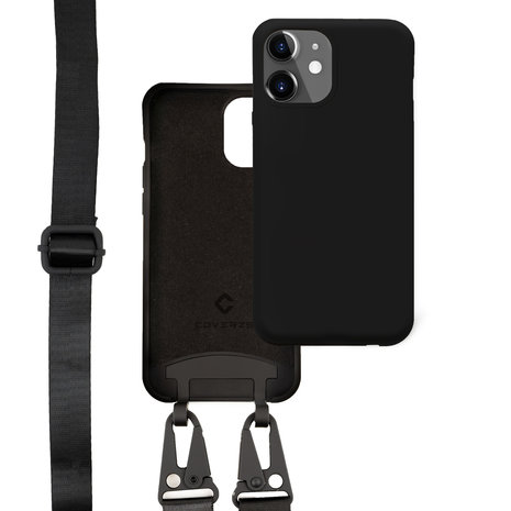 Coverzs Coverzs Silicone case met dik koord iPhone 11 (zwart)