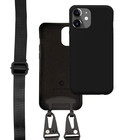 Coverzs Coverzs Silicone case met dik koord iPhone 12/12 Pro (Zwart)