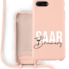 Coverzs Coverzs Silicone case met koord iPhone 7/8 Plus (roze) - Name + name Coverzs Coverzs Silicone case met koord iPhone 7/8 Plus (roze) - Name + name