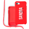 Coverzs Coverzs Silicone case met koord iPhone 7/8/SE2020 (Rood) - Name + Name - Verticaal Coverzs Coverzs Silicone case met koord iPhone 7/8/SE2020 (Rood) - Name + Name - Verticaal