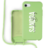 Coverzs Coverzs Silicone case met koord iPhone 7 / 8 / SE2020 (lichtgroen) - Name + Name - Verticaal Coverzs Coverzs Silicone case met koord iPhone 7 / 8 / SE2020 (lichtgroen) - Name + Name - Verticaal