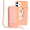 Coverzs Coverzs Silicone case met koord iPhone 12 / 12 Pro (oranje) - Name + Name - Verticaal Coverzs Coverzs Silicone case met koord iPhone 12 / 12 Pro (oranje) - Name + Name - Verticaal