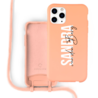 Coverzs Coverzs Silicone case met koord iPhone 12 Pro Max (oranje) - Name + Name - Verticaal Coverzs Coverzs Silicone case met koord iPhone 12 Pro Max (oranje) - Name + Name - Verticaal
