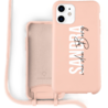 Coverzs Coverzs Silicone case met koord iPhone 12 / 12 Pro (roze) - Name + Name - Verticaal Coverzs Coverzs Silicone case met koord iPhone 12 / 12 Pro (roze) - Name + Name - Verticaal