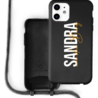 Coverzs Coverzs Silicone case met koord iPhone 12 / 12 Pro (zwart) - Name + Name - Verticaal Coverzs Coverzs Silicone case met koord iPhone 12 / 12 Pro (zwart) - Name + Name - Verticaal