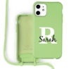 Coverzs Coverzs Silicone case met koord iPhone 11 (Lichtgroen) - Initial + Name Coverzs Coverzs Silicone case met koord iPhone 11 (Lichtgroen) - Initial + Name