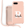 Coverzs Coverzs Silicone case met koord iPhone 7/8 Plus (roze) - Initial + name Coverzs Coverzs Silicone case met koord iPhone 7/8 Plus (roze) - Initial + name