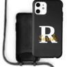 Coverzs Coverzs Silicone case met koord iPhone 12 / 12 Pro (zwart) - Initial + Name Coverzs Coverzs Silicone case met koord iPhone 12 / 12 Pro (zwart) - Initial + Name