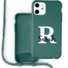 Coverzs Coverzs Silicone case met koord iPhone 12 / 12 Pro (donkergroen) - Initial + Name Coverzs Coverzs Silicone case met koord iPhone 12 / 12 Pro (donkergroen) - Initial + Name