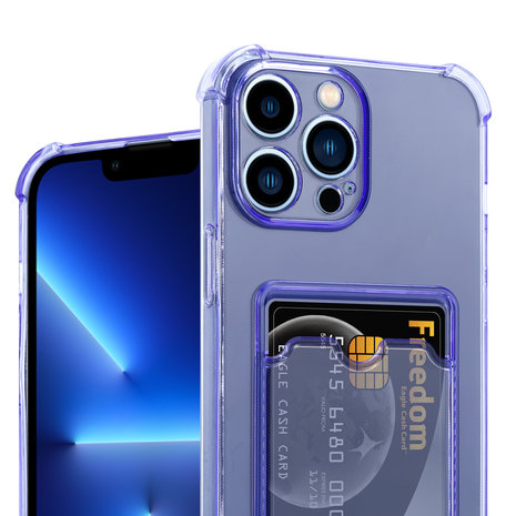 ShieldCase® ShieldCase iPhone 13 Pro Max TPU hoesje met pasjeshouder (transparant paars) ShieldCase® ShieldCase iPhone 13 Pro Max TPU hoesje met pasjeshouder (transparant paars)