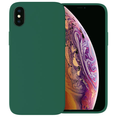 Ceezs Ceezs iPhone X hoesje siliconen / iPhone Xs hoesje siliconen (groen) + glazen Screenprotector