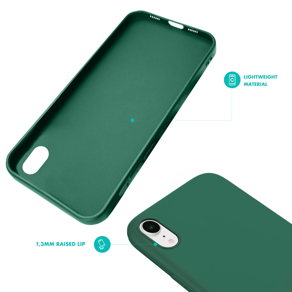 Ceezs Ceezs iPhone Xr hoesje siliconen groen + glazen Screenprotector