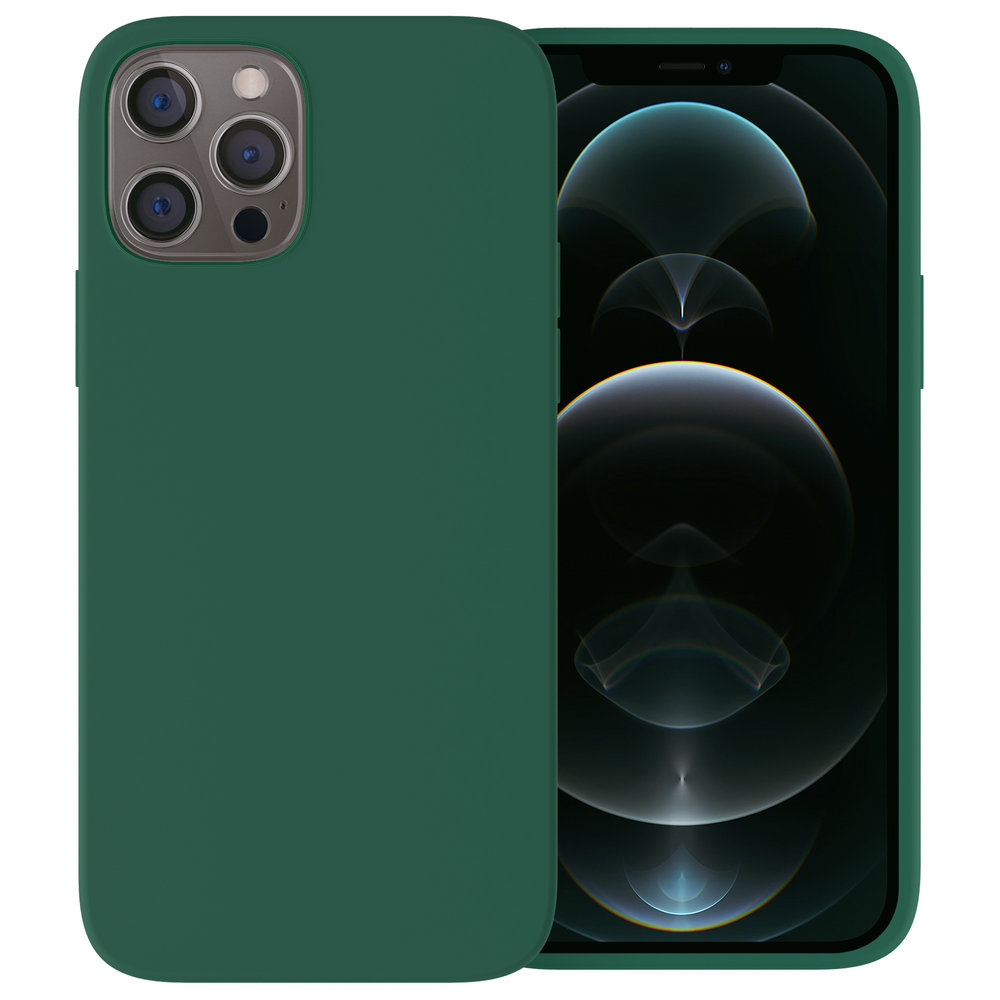 Ceezs Ceezs Apple iPhone 12 Pro hoesje siliconen groen + glazen Screenprotector
