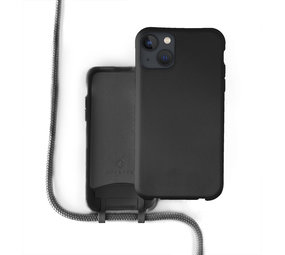 Coverzs Silicone case met koord iPhone 13 (zwart)