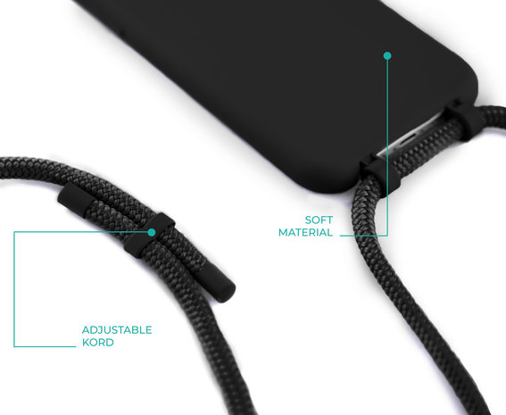 Coverzs Coverzs Silicone case met koord iPhone 13 (zwart)