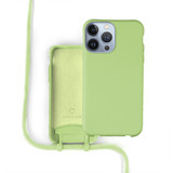 Coverzs Silicone case met koord iPhone 13 Pro (lichtgroen)