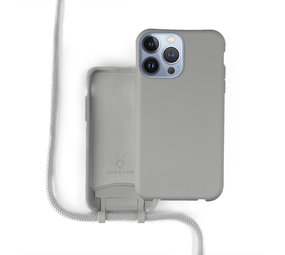 Coverzs Silicone case met koord iPhone 13 Pro (grijs)