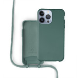 Coverzs Silicone case met koord iPhone 13 Pro Max (donkergroen)