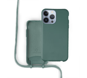 Coverzs Silicone case met koord iPhone 13 Pro Max (donkergroen)