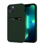 ShieldCase® iPhone 13 Mini siliconen hoesje met pasjeshouder (donkergroen)