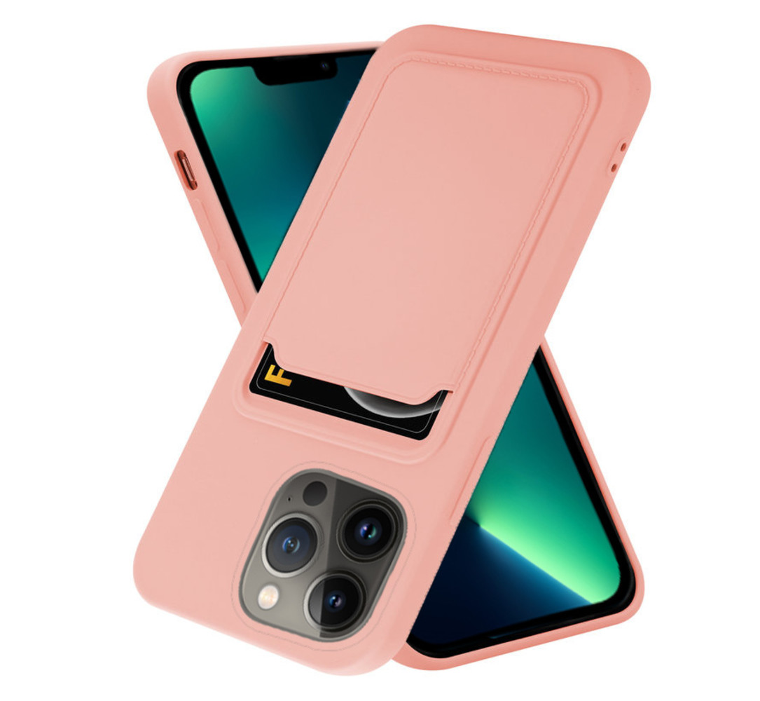 ShieldCase® ShieldCase iPhone 13 Pro Max siliconen hoesje met pasjeshouder (roze)