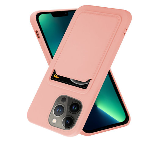 ShieldCase® ShieldCase iPhone 13 Pro Max siliconen hoesje met pasjeshouder (roze)
