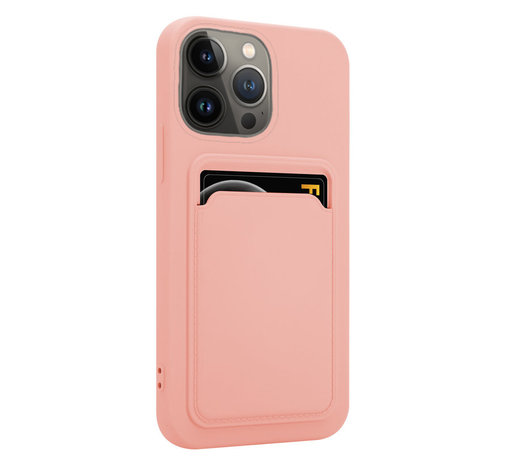 ShieldCase® ShieldCase iPhone 13 Pro Max siliconen hoesje met pasjeshouder (roze)