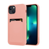 ShieldCase® iPhone 13 Pro siliconen hoesje met pasjeshouder (roze)