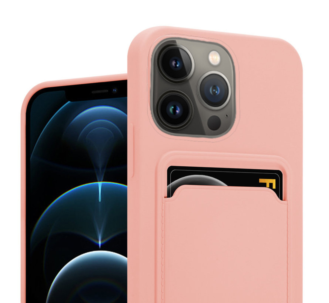 ShieldCase® ShieldCase iPhone 13 Pro siliconen hoesje met pasjeshouder (roze)