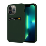 ShieldCase® iPhone 13 Pro Max siliconen hoesje met pasjeshouder (donkergroen)