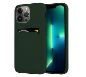 ShieldCase® iPhone 13 Pro Max siliconen hoesje met pasjeshouder (donkergroen)