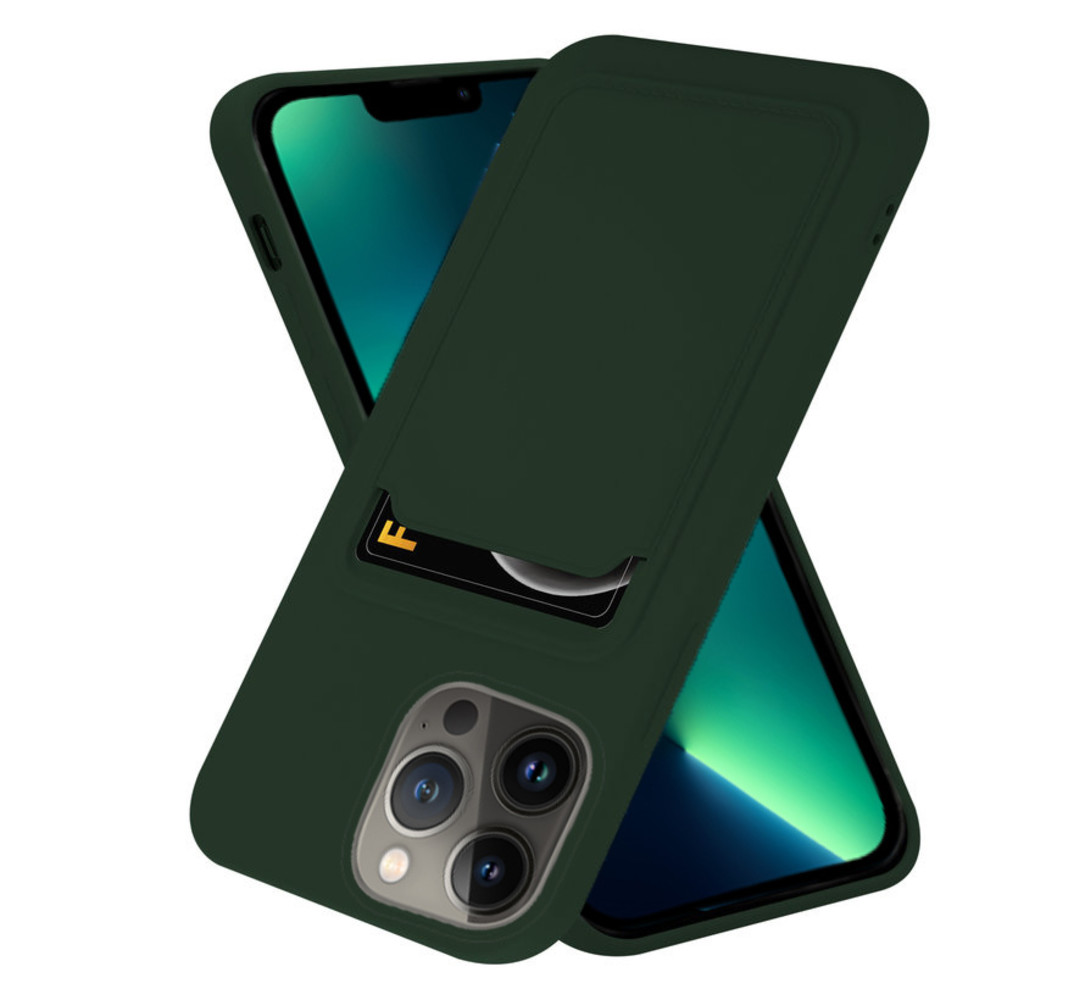 ShieldCase® ShieldCase iPhone 13 Pro Max siliconen hoesje met pasjeshouder (donkergroen)