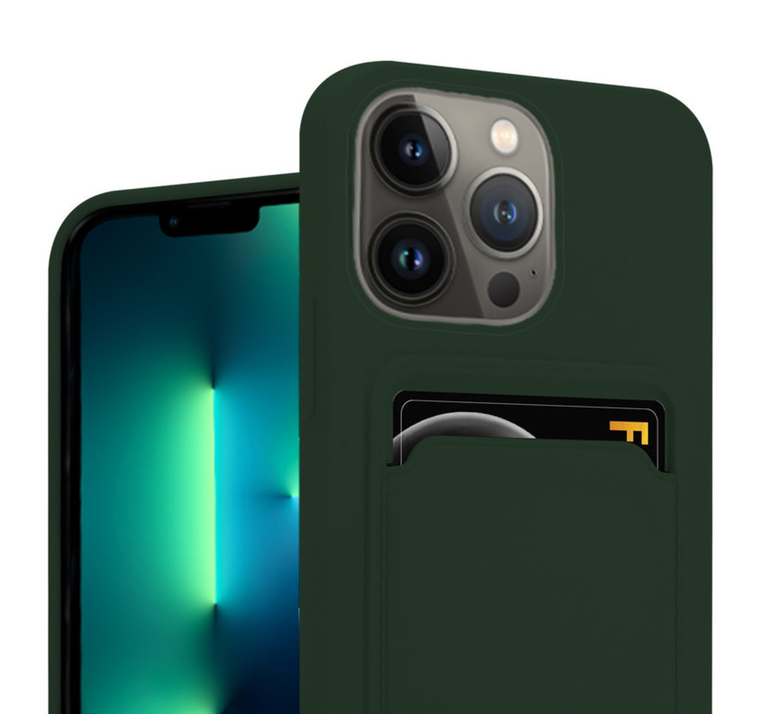ShieldCase® ShieldCase iPhone 13 Pro Max siliconen hoesje met pasjeshouder (donkergroen)