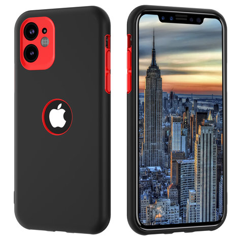 ShieldCase® ShieldCase dubbellaags siliconen hoesje iPhone X / Xs (zwart-rood)