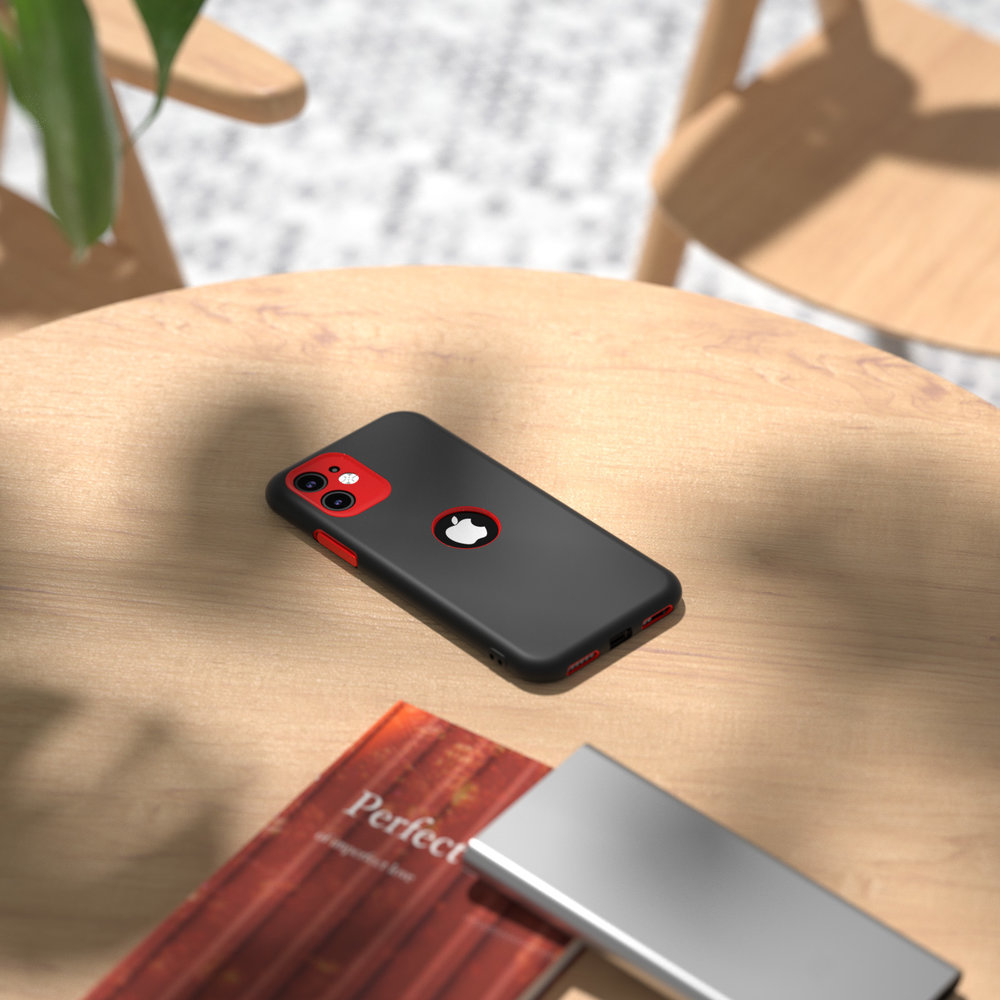 ShieldCase® ShieldCase dubbellaags siliconen hoesje iPhone X / Xs (zwart-rood)