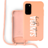 Coverzs Coverzs Silicone case met koord Samsung Galaxy S20 (Oranje) - Verticaal + Name Coverzs Coverzs Silicone case met koord Samsung Galaxy S20 (Oranje) - Verticaal + Name