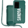 Coverzs Coverzs Silicone case met koord Samsung Galaxy S20 Ultra (Donkergroen) - Verticaal + Name Coverzs Coverzs Silicone case met koord Samsung Galaxy S20 Ultra (Donkergroen) - Verticaal + Name