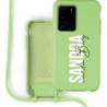Coverzs Coverzs Silicone case met koord Samsung Galaxy S20 Ultra (Lichtgroen) - Verticaal + Name Coverzs Coverzs Silicone case met koord Samsung Galaxy S20 Ultra (Lichtgroen) - Verticaal + Name
