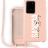Coverzs Coverzs Silicone case met koord Samsung Galaxy S20 Ultra (Roze) - Verticaal + Name Coverzs Coverzs Silicone case met koord Samsung Galaxy S20 Ultra (Roze) - Verticaal + Name