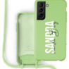 Coverzs Coverzs Silicone case met koord Samsung Galaxy S21 Plus (Lichtgroen) - Verticaal + Name Coverzs Coverzs Silicone case met koord Samsung Galaxy S21 Plus (Lichtgroen) - Verticaal + Name