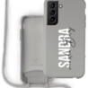 Coverzs Coverzs Silicone case met koord Samsung Galaxy S21 Plus (Grijs) - Verticaal + Name Coverzs Coverzs Silicone case met koord Samsung Galaxy S21 Plus (Grijs) - Verticaal + Name