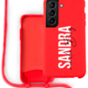 Coverzs Coverzs Silicone case met koord Samsung Galaxy S21 Plus (Rood) - Verticaal + Name Coverzs Coverzs Silicone case met koord Samsung Galaxy S21 Plus (Rood) - Verticaal + Name