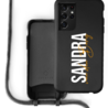Coverzs Coverzs Silicone case met koord Samsung Galaxy S21 Ultra (Zwart) - Verticaal + Name Coverzs Coverzs Silicone case met koord Samsung Galaxy S21 Ultra (Zwart) - Verticaal + Name
