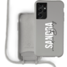 Coverzs Coverzs Silicone case met koord Samsung Galaxy S21 Ultra (Grijs) - Verticaal + Name Coverzs Coverzs Silicone case met koord Samsung Galaxy S21 Ultra (Grijs) - Verticaal + Name