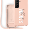 Coverzs Coverzs Silicone case met koord Samsung Galaxy S21 (Roze) - Verticaal + Name Coverzs Coverzs Silicone case met koord Samsung Galaxy S21 (Roze) - Verticaal + Name