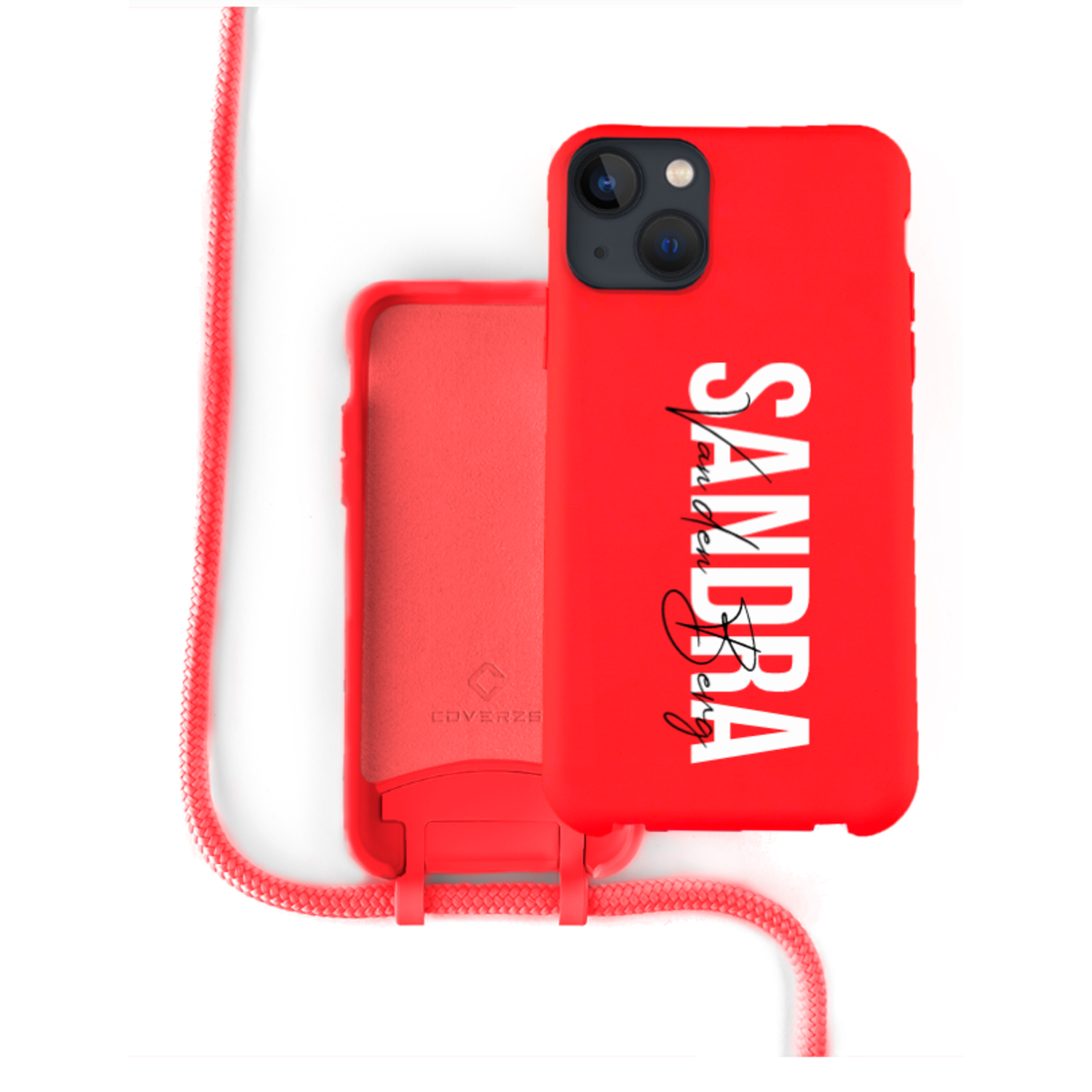 bedreiging vermogen tennis Silicone case met koord Verticaal iPhone 13 (Rood) - Phone-Factory