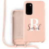 Coverzs Coverzs Silicone case met koord Samsung Galaxy S20 FE (Roze) - Initial + Name Coverzs Coverzs Silicone case met koord Samsung Galaxy S20 FE (Roze) - Initial + Name