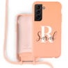 Coverzs Coverzs Silicone case met koord Samsung Galaxy S21 Plus (Oranje) - Initial + Name Coverzs Coverzs Silicone case met koord Samsung Galaxy S21 Plus (Oranje) - Initial + Name
